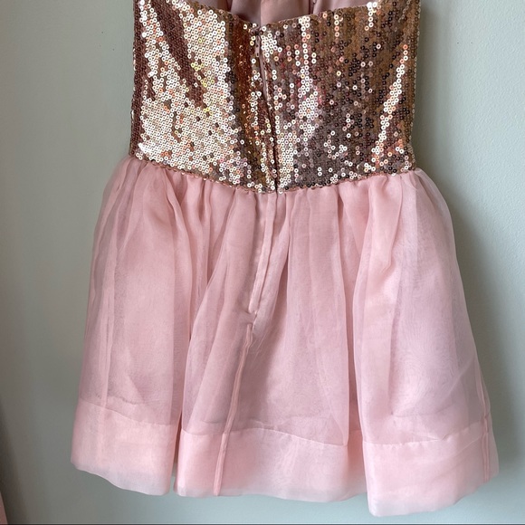 Betsey Johnson Pink Tulle and Rose Gold Sequined Party Dress | Size 6 - Picture 4 of 6